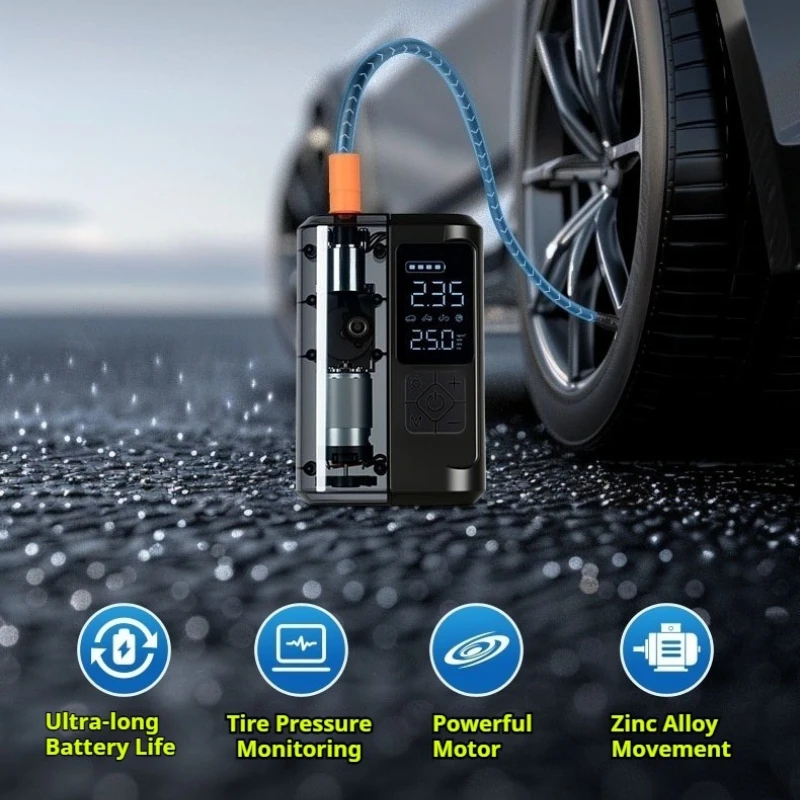 Universal Portable Wireless Car Air Pump Emergency Fast Charging Air Compressor with LED Lighting for Car Motorcycle Bicycle