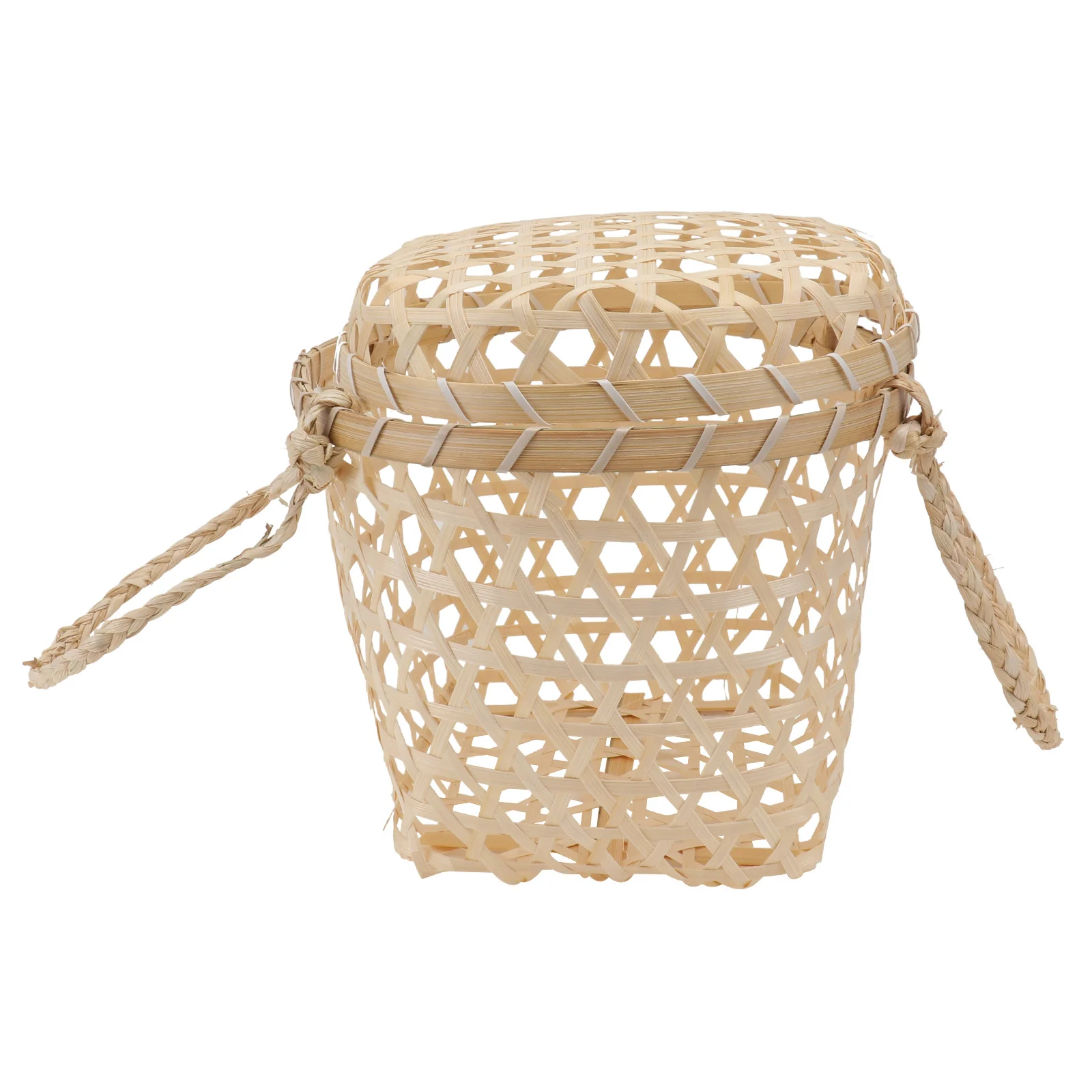

Bamboo Egg Basket Weaved Storage Basket Eco Friendly Cover Portable Kitchen Storage Holder Food Organizer