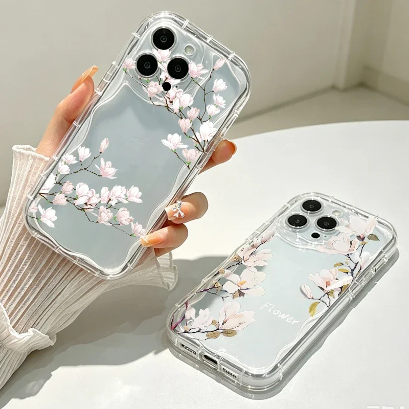 Pink Blossom Magnolia Flower Case For Samsung Galaxy S22 S23 S21 Ultra Plus S20 FE A25 A24 A14 A34 A35 A05 A05S A53 A33 A52 A32