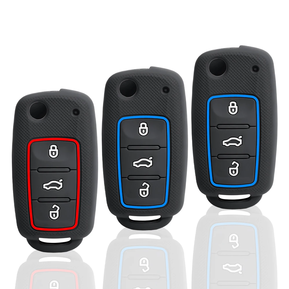 Silicone Car Remote Key Shell Case For VW Eos Golf Jetta Polo Tiguan for Skoda Rapid Superb Octavia Fabia For Seat ibiza Leon