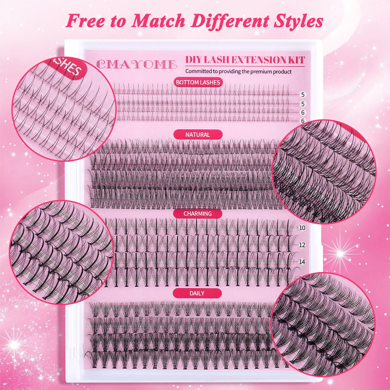 

5-16mm Mix Individual Lashes Knot-Free DIY Lash Clusters Comfortable For All-Day Wear