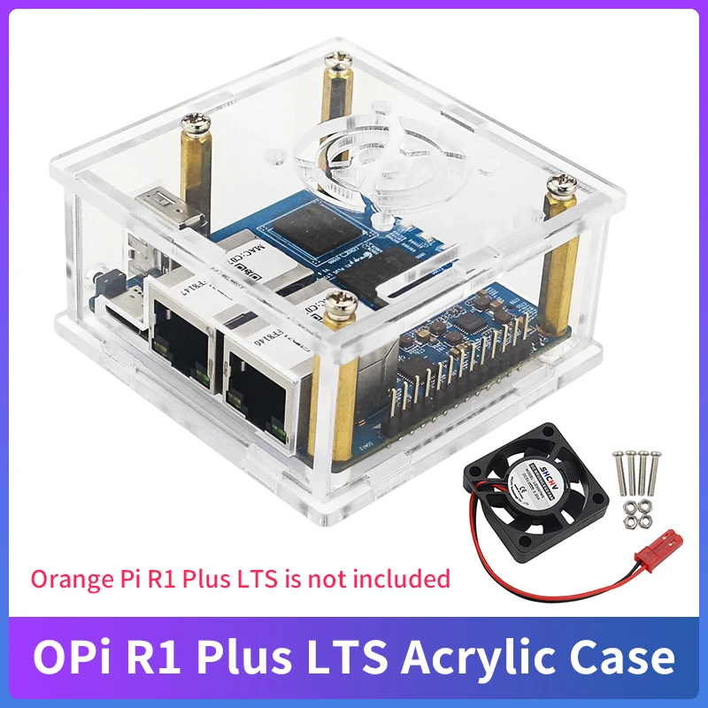 Acrylic Case for Orange Pi R1 Plus Optional Cooling Fan Clear Box Protection Shells Transparent Case for Orange Pi R1 Plus LTS