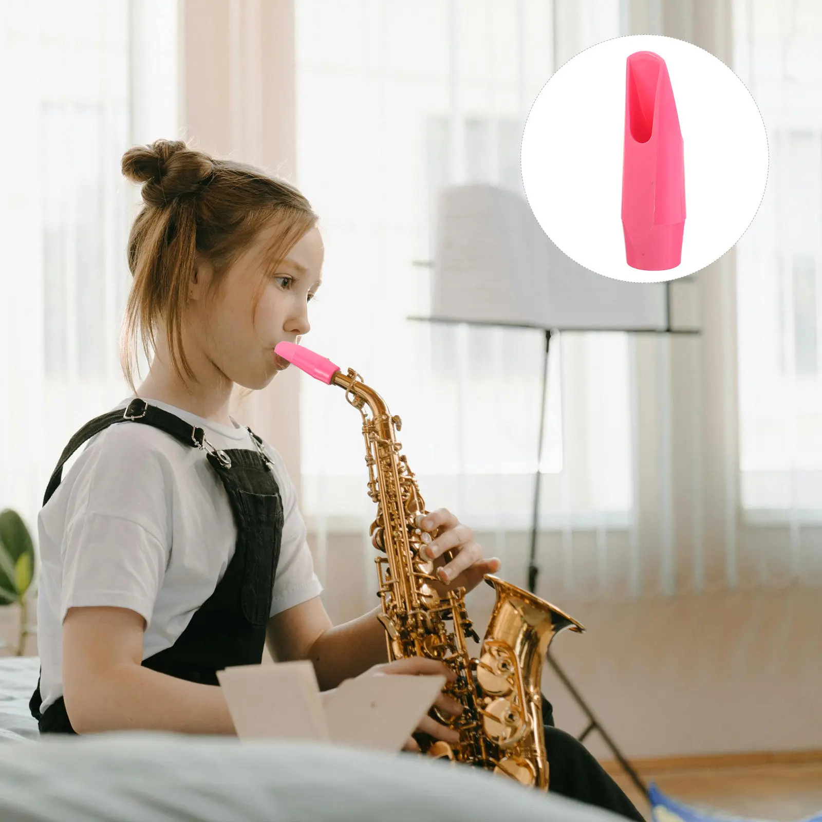 Alto Saxophone Mouthpiece Resin Material Vibrant Pink Design Optimal Airflow Sound Projection Easy Setup Cleaning Versatile Fit