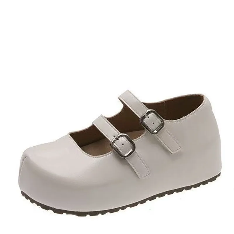 

Mary Jane Single Shoes Women's Spring Autumn New Style Internal Heightening Suitable for Skirts Low Cut Small Leather Shoes