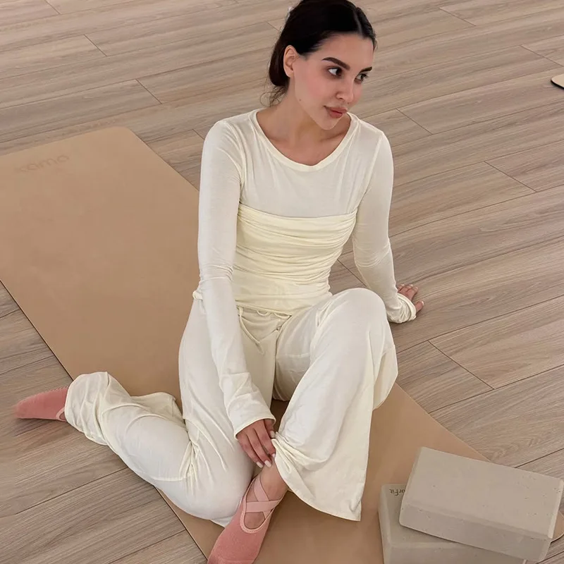 

Women's clothing 2025 summer new pure sensual mesh long sleeve T-shirt slim high waist trousers casual suit club clothing Vestid