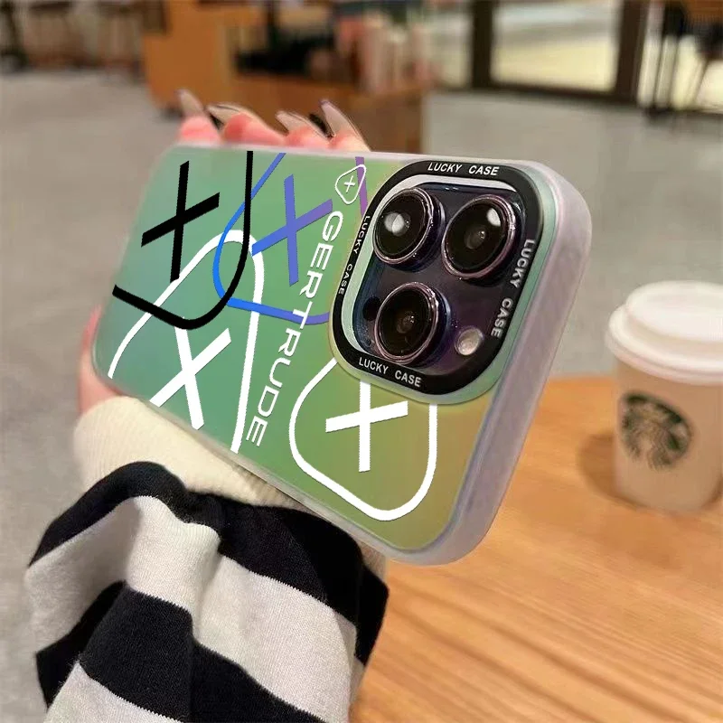 حافظة هاتف عصرية جميلة لهاتف آيفون 16 15 14 13 12 11 Pro Max X XR XSMax 7 8 Plus غطاء خلفي فاخر متدرج غير لامع G-Gertrudes