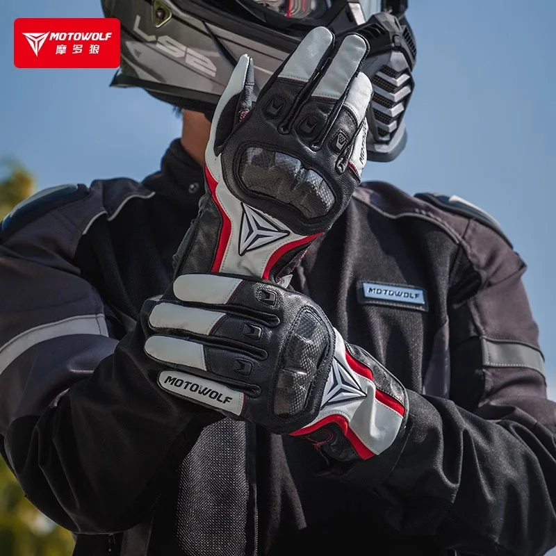 Guantes de moto para hombre, forro polar de invierno, resistentes al viento, cálidos, equipo de motocicleta con guantes impermeables para montar a campo traviesa y otoño