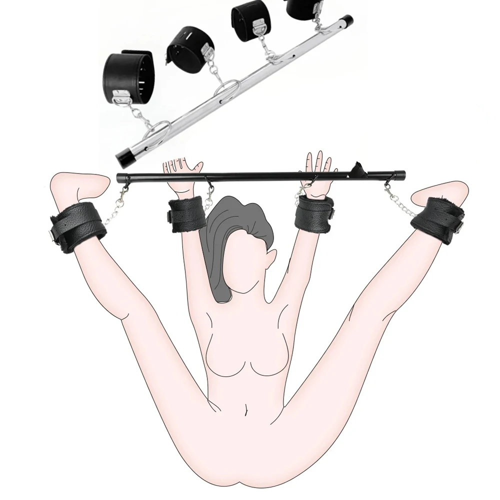 BDSM عبودية مجموعة الفولاذ المقاوم للصدأ تمديد مفرشة بار الجنس الرقيق أصفاد الكاحل الأصفاد الوثن القيود الجنس لعب الكبار للزوجين #4