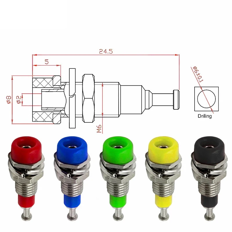 10PCS 2mm Banana Socket 2mm Test Socket Panel Socket Safety  with 2mm Banana Plug Connector