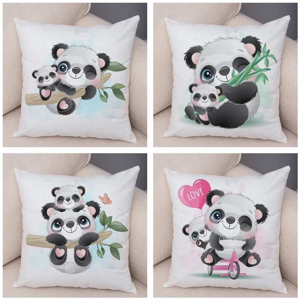 Children\'s Room Sofa Home Car Decoration Cute Animal Pillowcase Cartoon Chinese Panda Soft Plush Cushion Cover