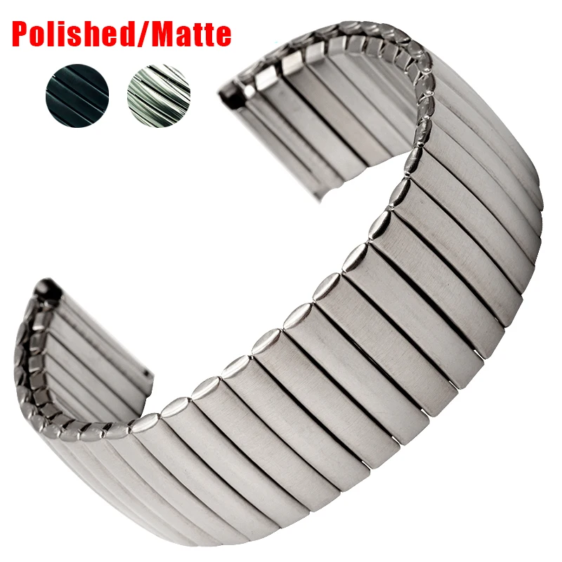 20 มม.22 มม.สายโลหะยืดหยุ่นสําหรับ Samsung Galaxy Polished Matte Watchband สร้อยข้อมือสแตนเลสขยาย Universal สายรัดข้อมือ