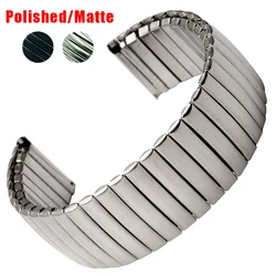 20mm 22mm Elastic Metal Strap for Samsung Galaxy Polished Matte Watchband Stainless Steel Bracelet Expansion Universal Wristband