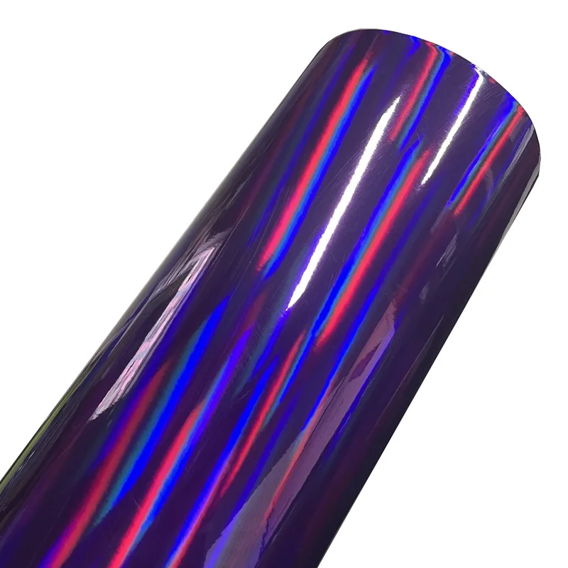 Glossy Holographic Chrome Purple Vinyl Wrap DIY Air-Release Adhesive Film Decal Sticker Automotive Car Wrapping Foil