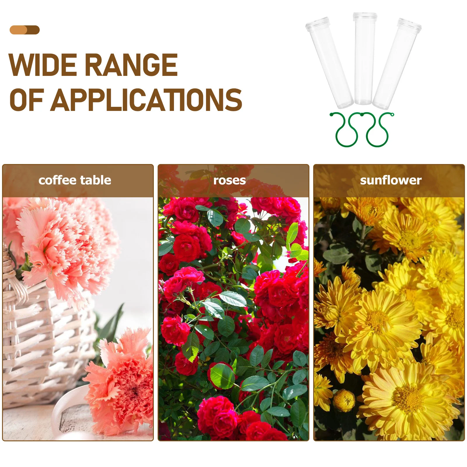 

Flower Water Tubes 1Set Vials for Carnations Roses Chrysanthemums Sunflower Arrangements Floral Water Tube
