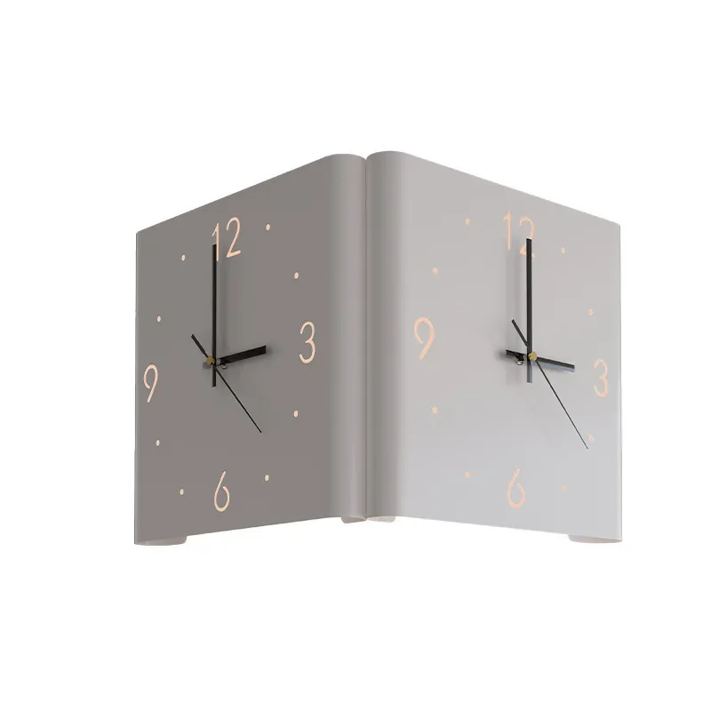 

New living room wall mounted clock creative shape angle clock with curved double-sided silent wall clock