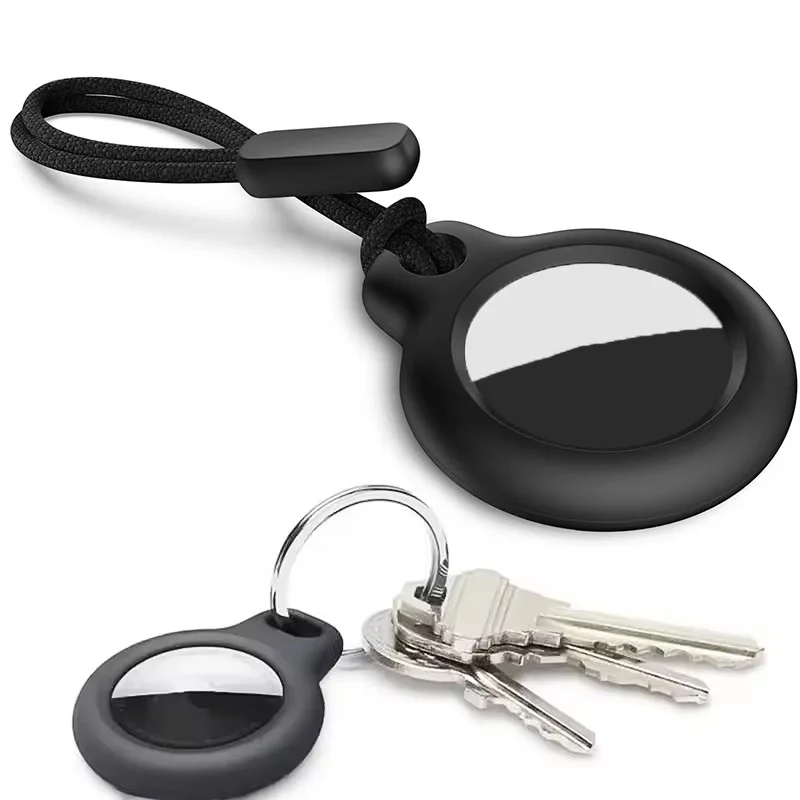 Portable Silicone Case For Apple Airtag Tracking Device Cover Tracker Locator Airtags With Anti Loss Lanyard For Apple Air Tags