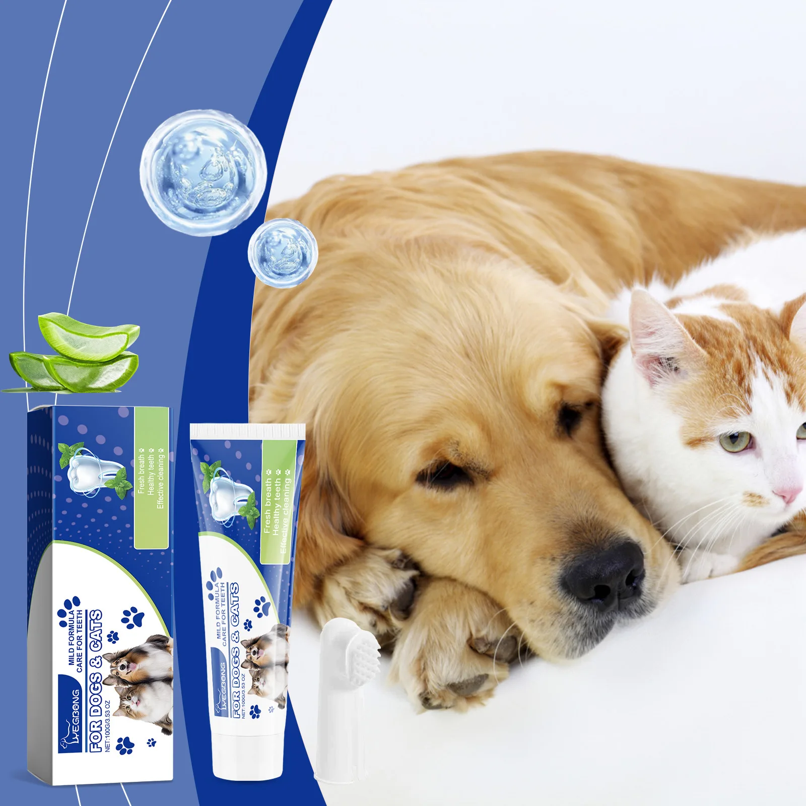 Dental Care Kit for Dog Fresh Breath Teeth Brushing Oral Cleaning Reduce Odor Tooth Brush Pet Toothpaste Toothbrush Set 100g