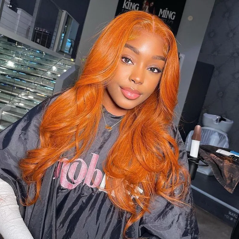 

Orange Ginger 5X5 Hd Lace Frontal Wig 30 Inch Transparent Colored Human Hair Wigs 13x6 Body Wave Lace Front Wig Brazilian