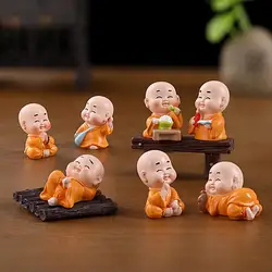 Naughty Buddhist Monk Resin Crafts Mini Figurine Buddhist Monk Dolls Garden Terrarium Miniatures Home Decorations Buddha Statue