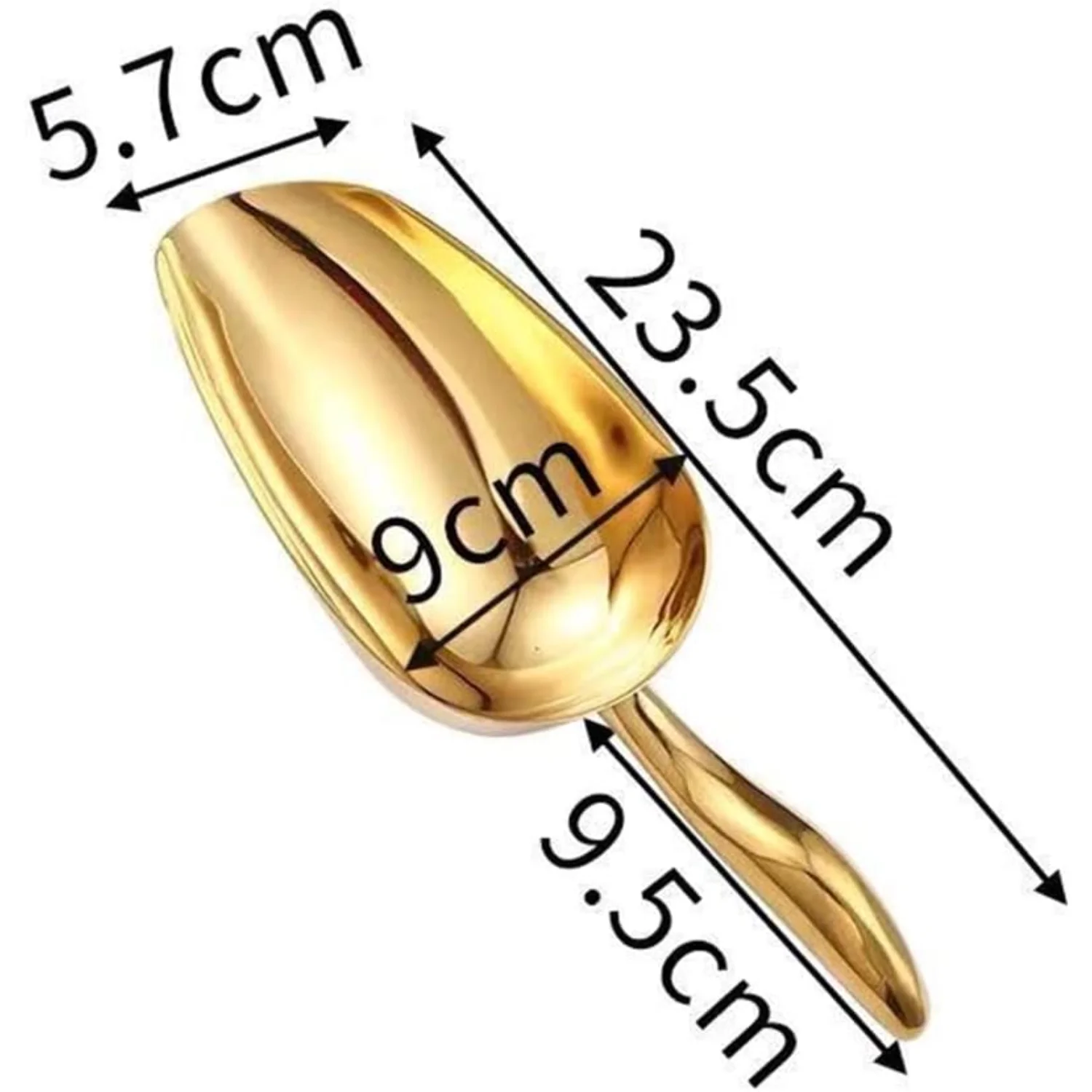 مغرفة ثلج معدنية للآلة - فريزر ستانلس ستيل، مجرفة ثلج لحفلات المطبخ وحفلات الزفاف، ذهبي، 8 أونصة