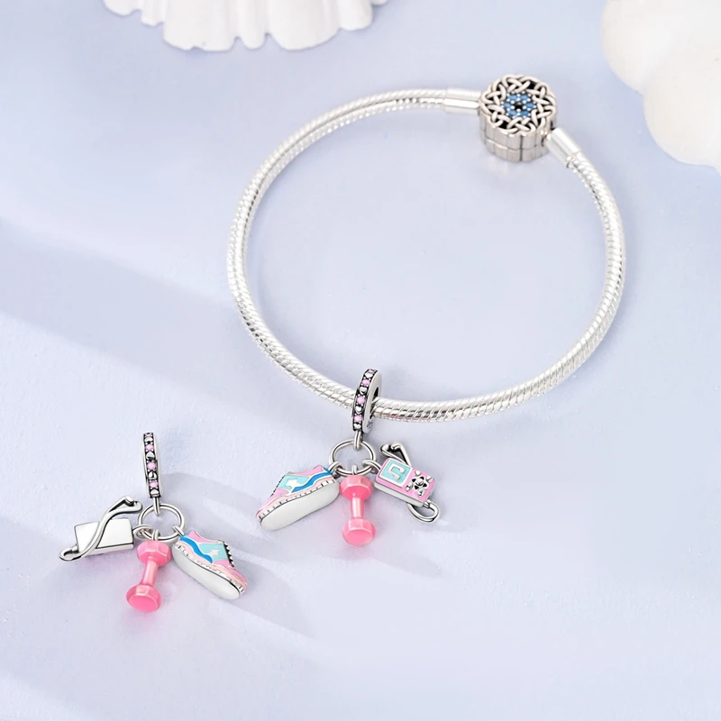 New 925 Silver Basketball Football Yoga Sports Series Charms Beads Fit Pandach 925 Original Bracelets DIY Jewelry Birthday Gift view 2