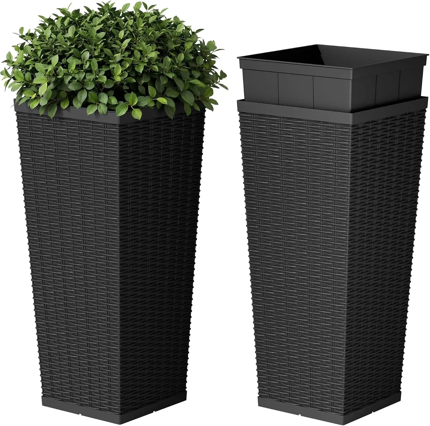 Devoko Resin 24'' Tall Planters, Large Taper Outdoor Planter