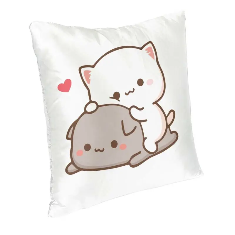 Peach Sitting On Goma Cushion Cover Sofa Home Decorative Cute Mochi Cat Square Throw Pillow Case 45x45