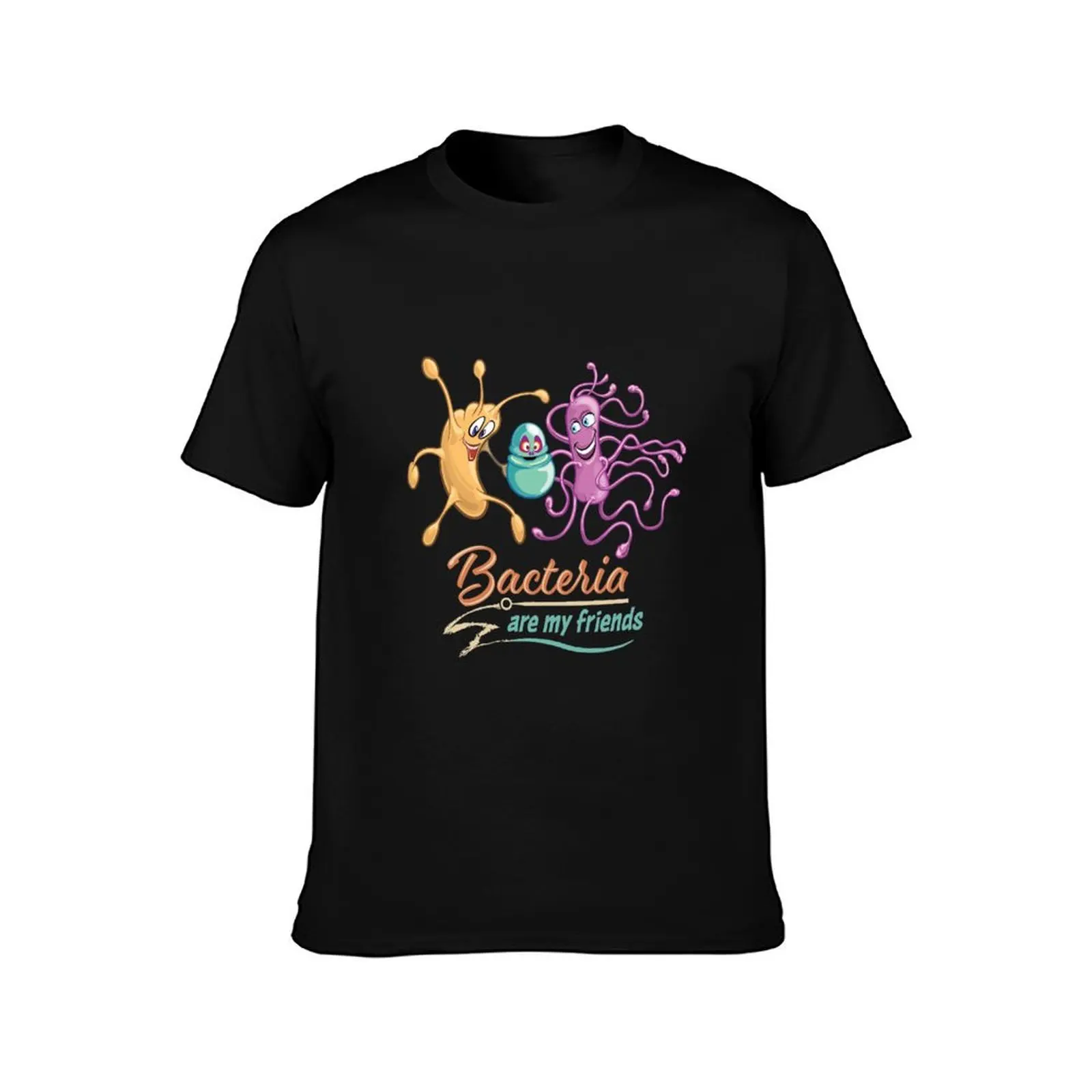 Microbiology Funny Cartoon - Bacteria are My Friends with Retro Vintage Colors and Text T-Shirt
