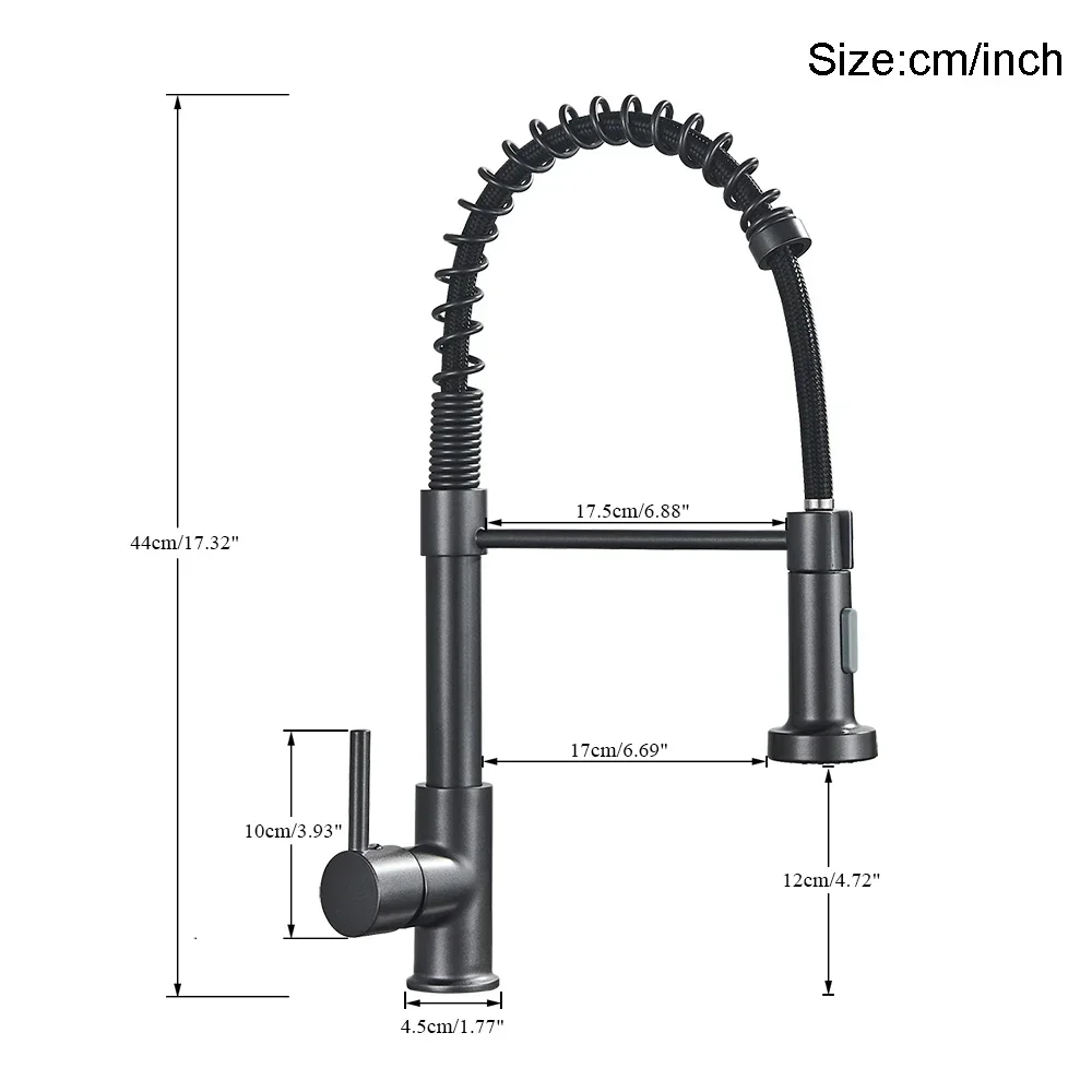 Silver Gray Kitchen Sink Faucet One Handle Spring Hot and Cold Water Tap Deck Mounted Bathroom Matte Black Kitchen Crane