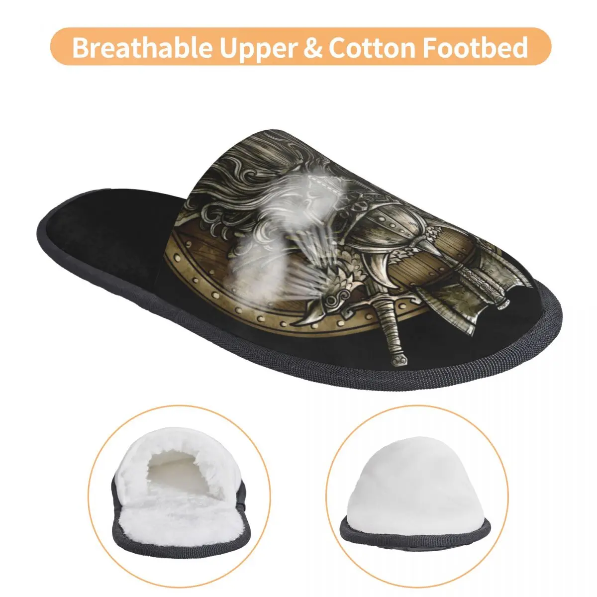 Viking Shield Guest Slippers para dormitorio para mujer, zapatilla de casa con estampado personalizado de Valhalla