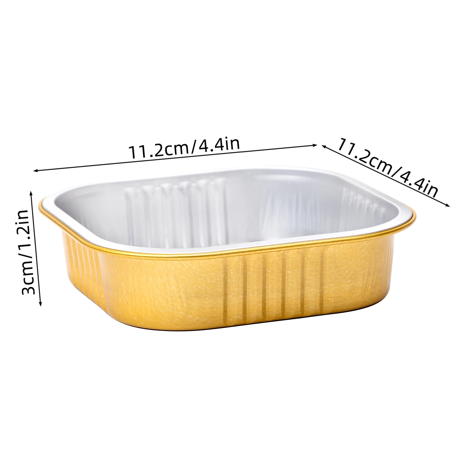 Tazas de papel de aluminio con tapa para hornear, platos cuadrados para pastel, puff de crema de postre, pudín, regalo para fiesta de comedor, 50 tazas