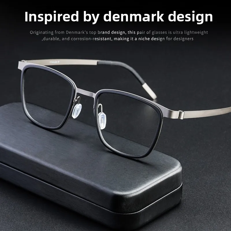 

Designer Handmade Ultra-Light Pure Titanium Eyeglasses Frame Retro Large Square Frame Myopia Glasses Frame Men Factory Wholesale