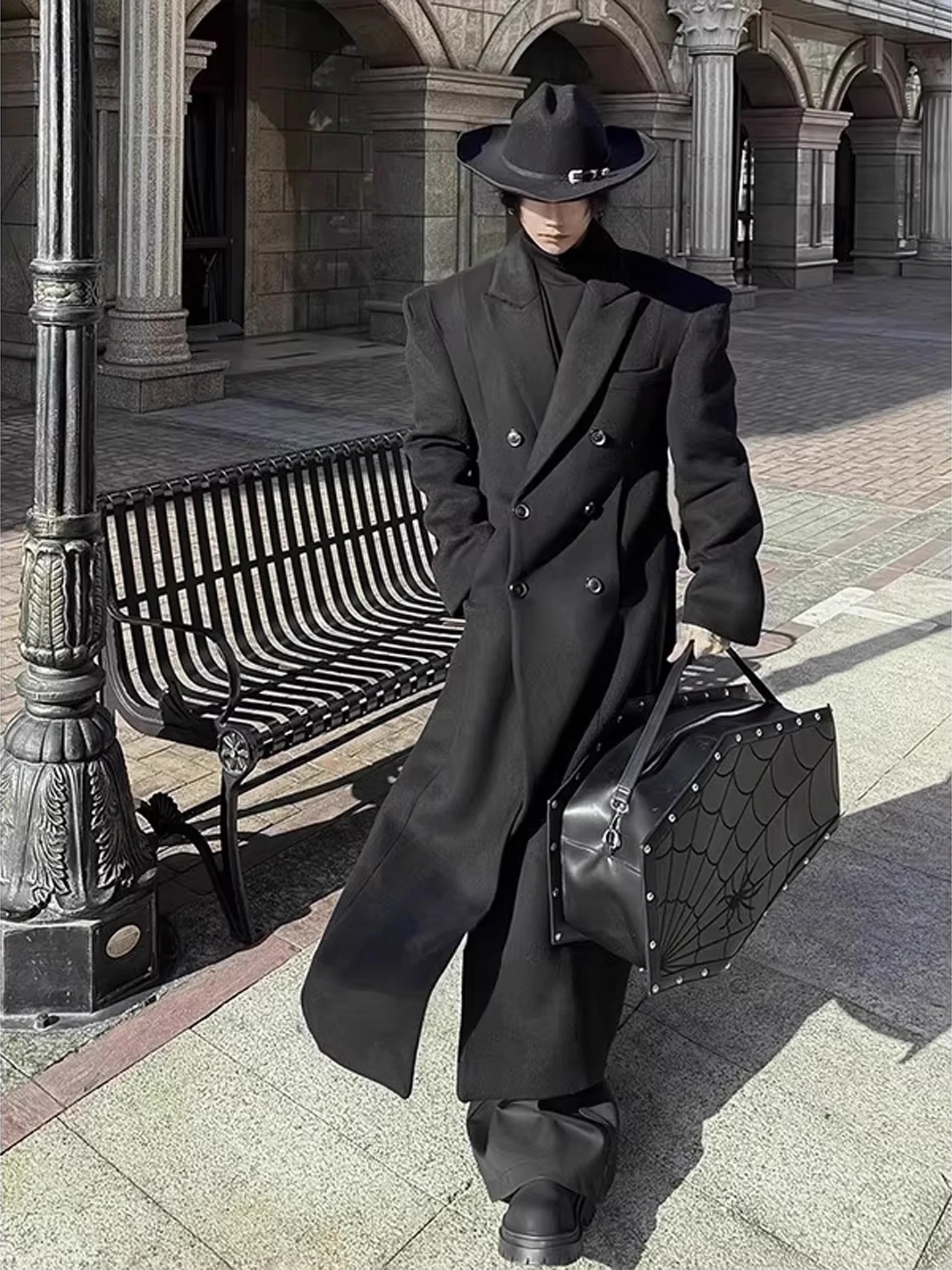 

Briti Sle Thiened oulder Pad Woolen Coat Men's Winter Fce Lined Korean High End Feeling Suit Jaet Warmth Faion