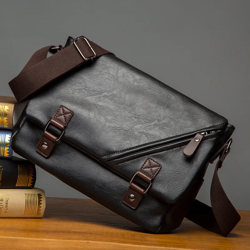 Men's PU Leather Shoulder Bag Business Casual Full Matching Envelope Bag