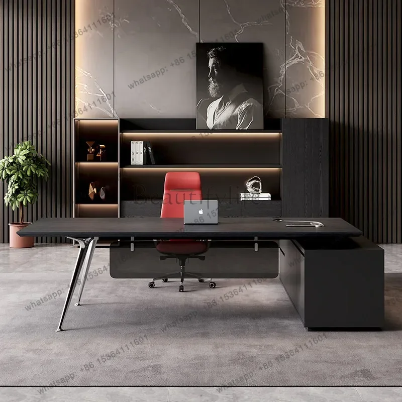 PG Display Aesthetic Office Desk Modern Decoration Design Wooden Executive Office Desk Drawer Storage Scrivania Salon Furniture