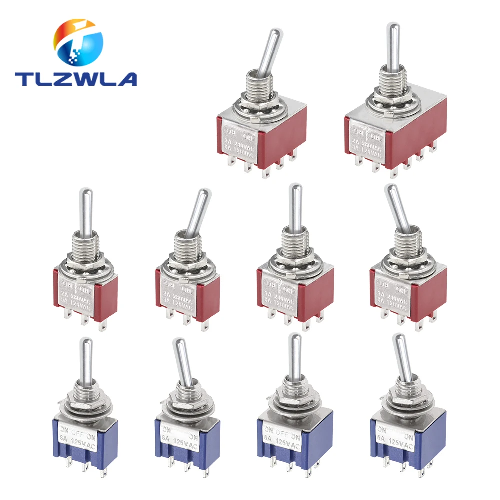 Toggle Switch SPDT DPDT Rocker Switch MTS 5A 6A 125V Self-Reset Switch 3A 250 AC 3 6PIN ON-ON ON-OFF-ON Starting Switch