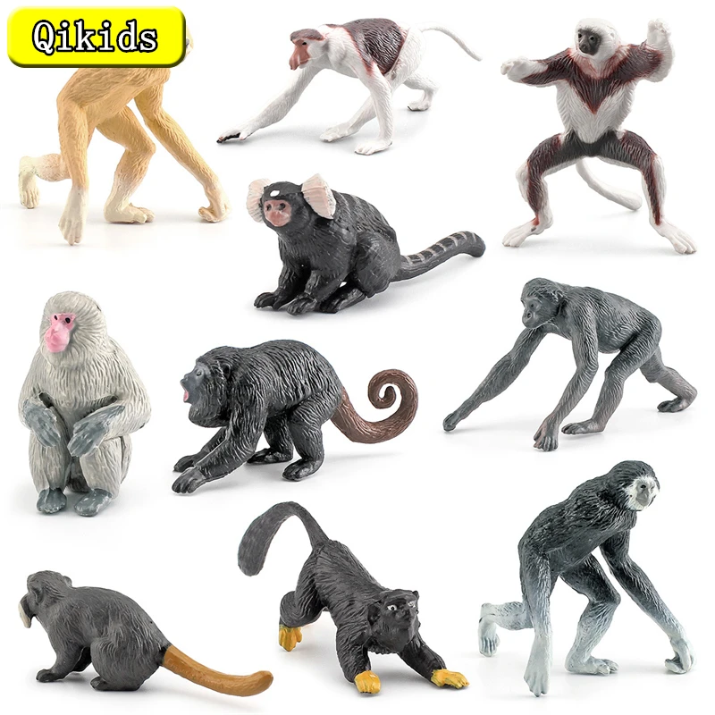 New Wild Animals Toys Realistic Monkey Figurines Forest Animals Set Action Figure Macaque Models Toy Gifts for Children Kids