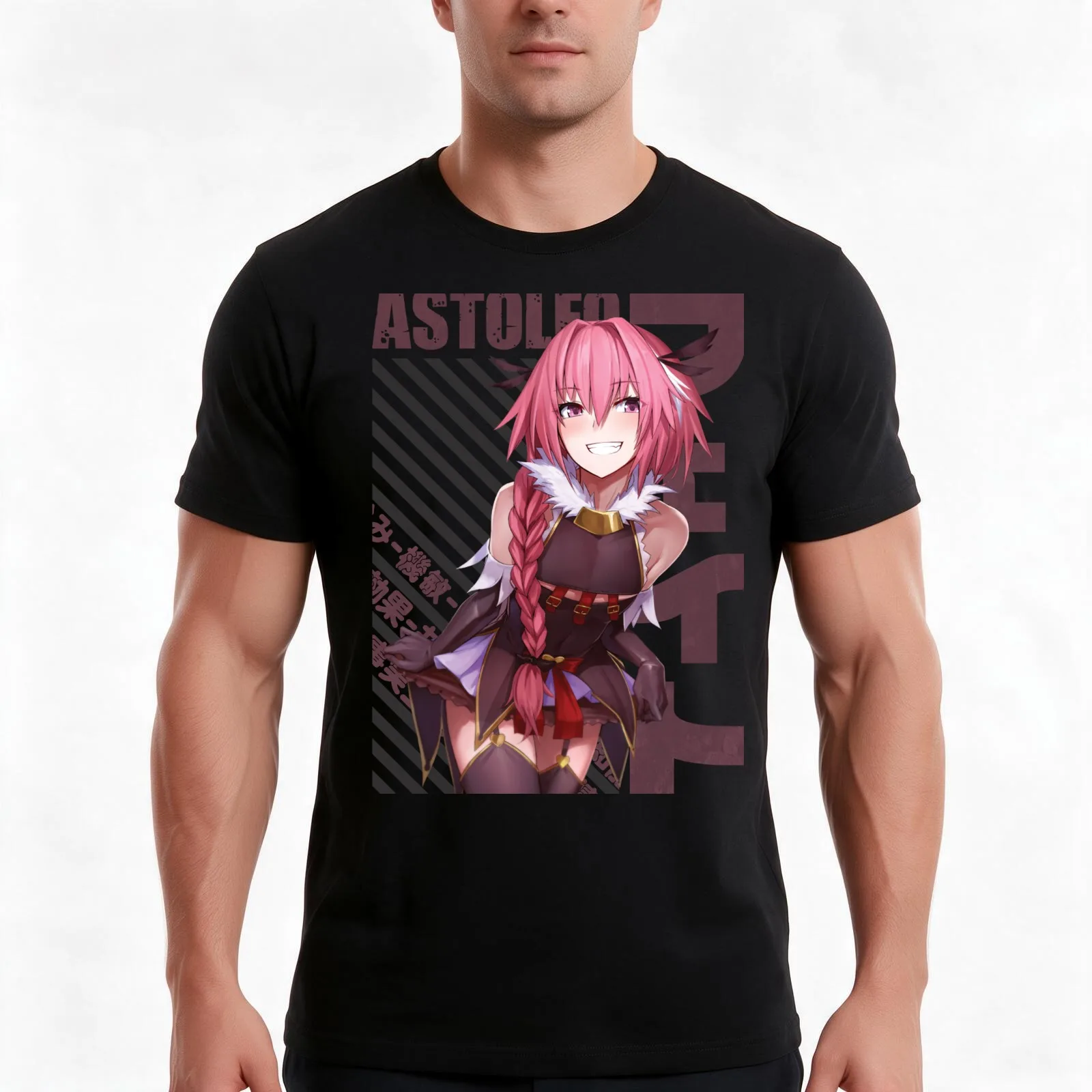 Fate - Astolfo T-Shirt, Summer Casual Cotton Tee, Oversized Streetwear Tops, Vintage Graphic Print, Loose Fit Short Sleeve