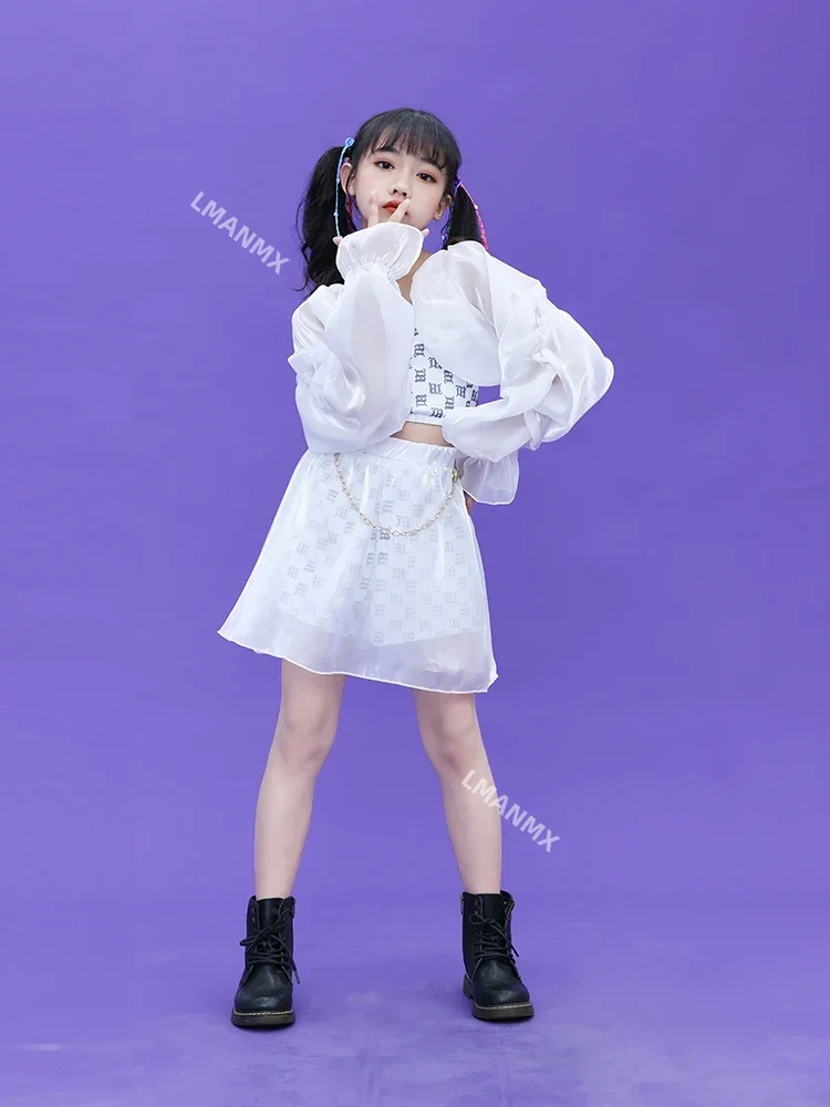 Jazz Dance Performance Costume Girls Modeling Stage Walking Dance Wear Set Fashion Street Dance Costumes Kids Kpop Clothes