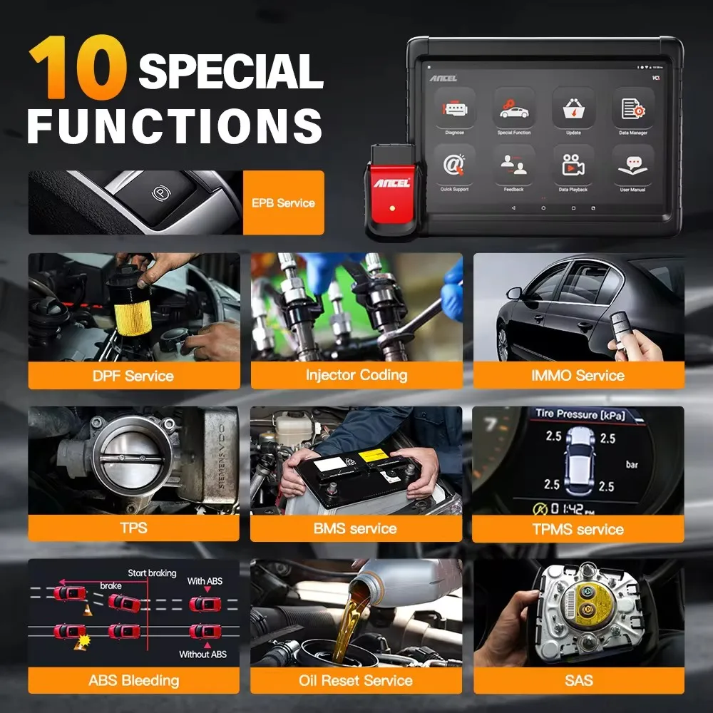 ANCEL X6 Bluetooth OBD2 Car Diagnostic Tools All System IMMO ABS SRS Oil EPB DPF. Reset Professional OBD 2 Automotive Scanner