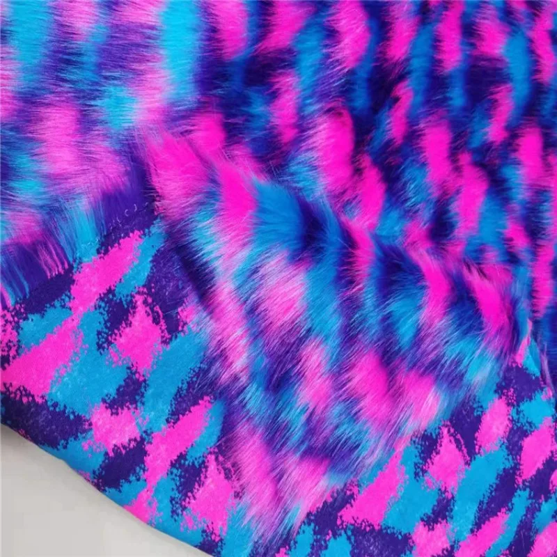 High Gram Multi Tone Blue Purple Pink Faux Fur Fabric Coat Hats Costumes Beanies Shawl  Scarf Leg Warmers Plushies Fur 50x180cm