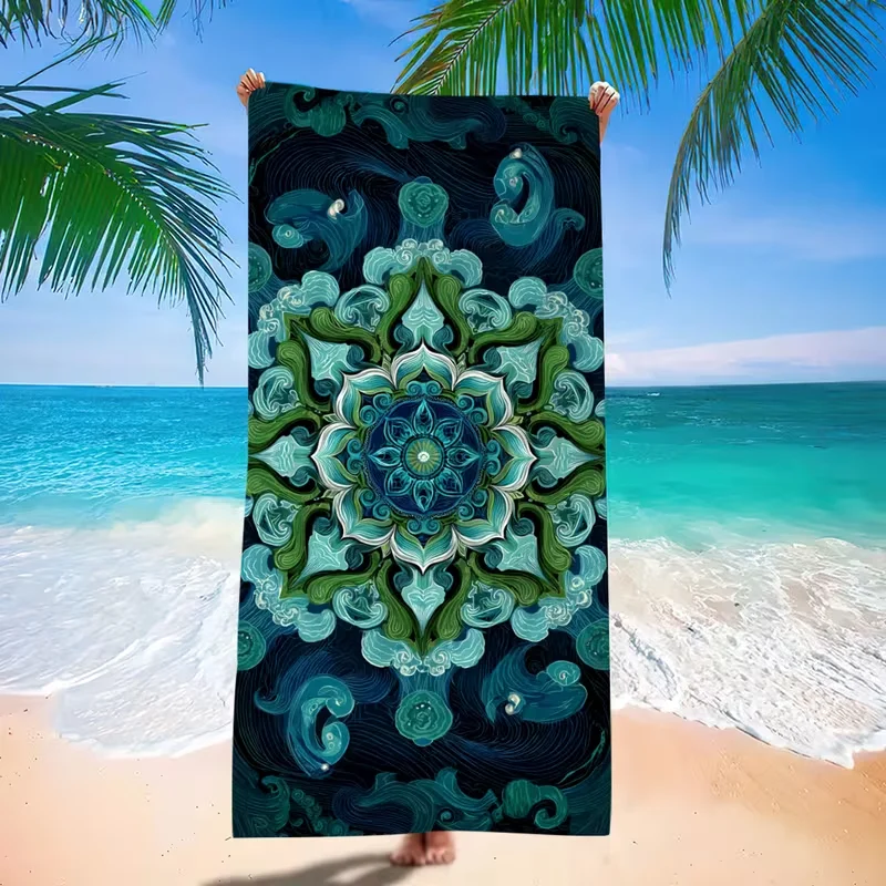 Boho Succulent Cactus Vintage Print Beach Towel Sandproof Quick Dry Absorbent Towel for Beach Pool Camping Yoga