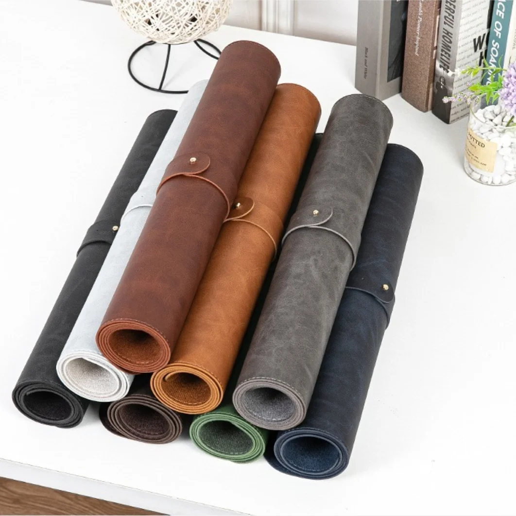 Custom Extra‑Large Crazy‑Horse Leather Desk Pad, Real‑Grain Leather Mouse Pad, PU Leather Desk Mat for Office, Computer, Writing