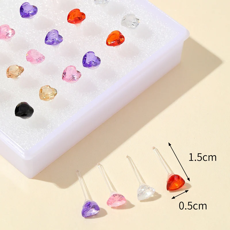 12 Pairs Multicolor Zircon Hypoallergenic Plastic Stud Earrings Set for Women Simple Cryatal Girl Wedding Gifts Jewelry