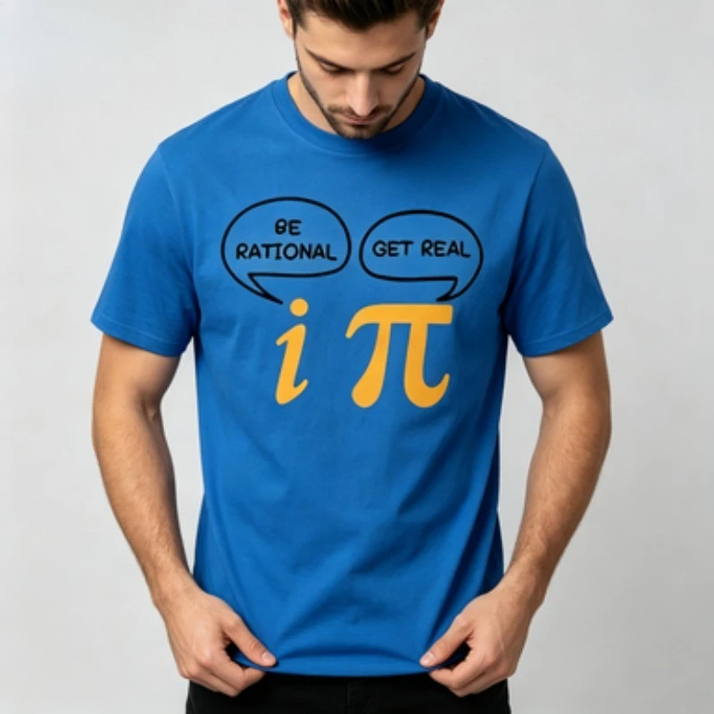Men 100% Cotton  T Shirt Be Rational Get Real i Pi Math Joke Graphic Nerd Mathematics Lover Casual Male Short Sleeve Tee Tops