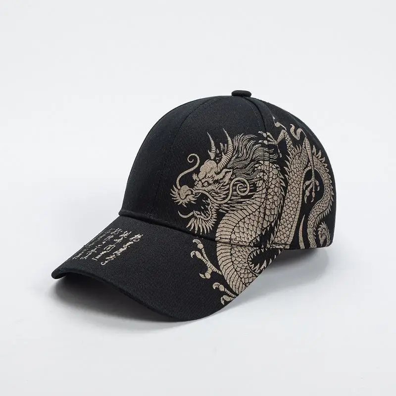 Chinese Dragon Pattern Peaked Cap for Men, Hat, Headwear, Outdoor Activities, Baseball Cap, Fashion, Casual Style