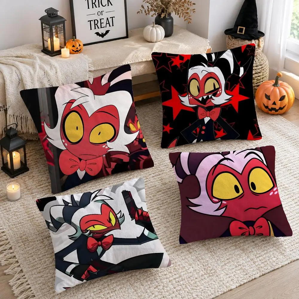 Moxxie H-Helluva Boss Cushion Cover Plush Decorative Pillow Case With Hidden Zipper Cutecore Room Decor For Home