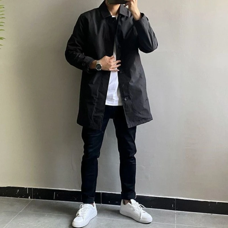 

European Style Men's Formal Windbreaker Jacket Anti-Wind Waterproof Fleece Lined Coat for Winter Business Attire​
