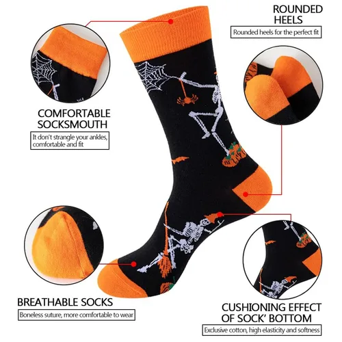 Imagen 2 del producto 6 pares Unisex nueva moda colorido feliz Casual calcetines vestido Harajuku lindo Spaceman rejilla mujeres calcetines divertidos