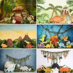 Dinosaur Theme Backdrop Kids Baby Cake Smash Photography Props Volcano Child Boys 1st Birthday Photocall Studio Backgrounds